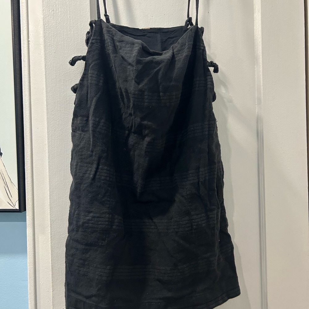 Free People Black Textured Mini Slip Dress
